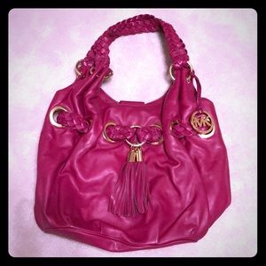 Raspberry Leather Michael Kors Shoulder Bag